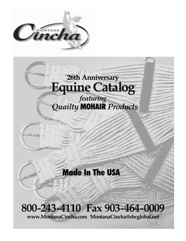 Equine Catalog Featuring Quailty MOHAIR Products