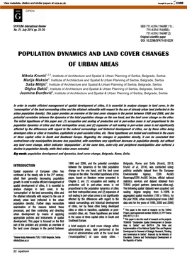 Population Dynamics and Land Cover Changes of Urban Areas
