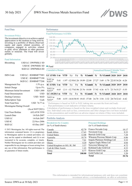 DWS Noor Precious Metal Securities Fund