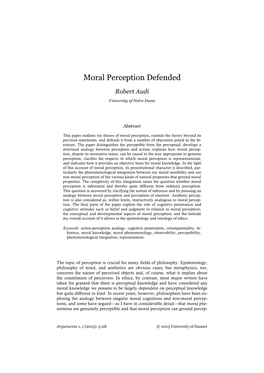 Moral Perception Defended