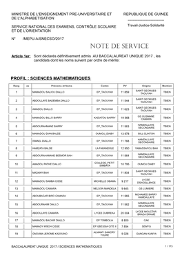 Note De Service Sera Enregistrée, Publiée Et Communiquée Partout Où Besoin Sera