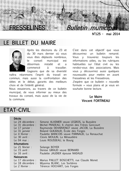 FRESSELINES – Bulletin Municipal N°125 - Mai 2014
