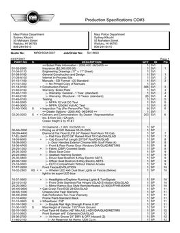 Production Specifications CO#3