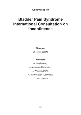 Bladder Pain Syndrome International Consultation on Incontinence