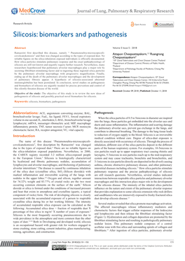 Silicosis: Biomarkers and Pathogenesis