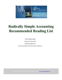 Radically Simple Accounting Recommended Reading List