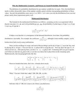 Why the Multinomial, Geometric, and Poisson Are Sound Probability Distributions