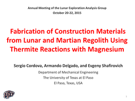 Fabrication of Construction Materials from Lunar and Martian Regolith Using Thermite Reactions with Magnesium