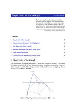 Nagel Point of the Triangle by Paris Pamﬁlos