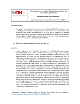 Relevant Data for the Adoption of the List of Issues Prior to the Sixth Periodic Report of Chile