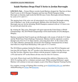 Illinois Wrestling Isaiah Martinez Drops Final X Series to Jordan