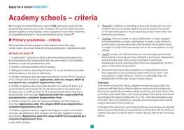 Academy Schools Criteria