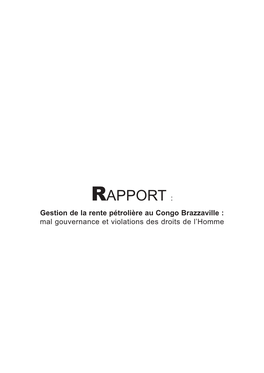 Gestion De La Rente Pétrolière Au Congo Brazzaville