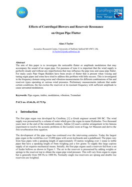 Effects of Centrifugal Blowers and Reservoir Resonance on Organ