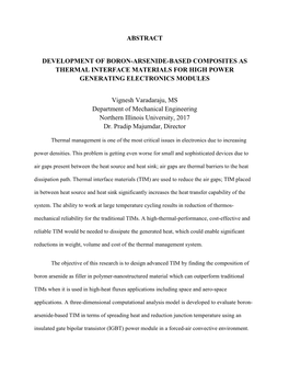 Abstract Development of Boron-Arsenide-Based