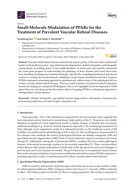 Small-Molecule Modulation of Ppars for the Treatment of Prevalent Vascular Retinal Diseases