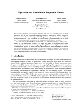 Dynamics and Coalitions in Sequential Games