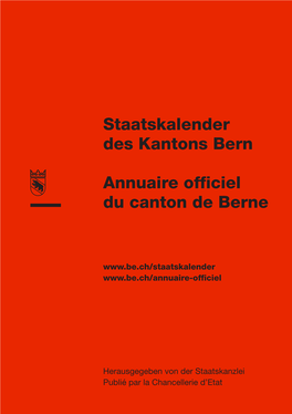 Staatskalender Des Kantons Bern Annuaire Officiel Du Canton De Berne