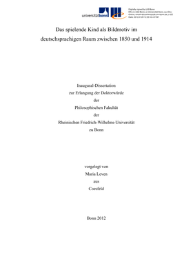 Das Spielende Kind Als Bildmotiv Im Deutschsprachigen Raum Zwischen 1850 Und 1914