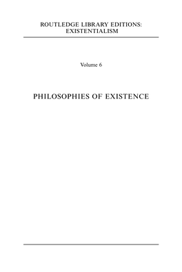 Philosophies of Existence