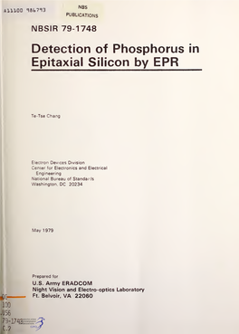 Detection of Phosphorus in Epitaxial Silicon by EPR