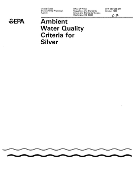 Ambient Water Quality Criteria for Silver