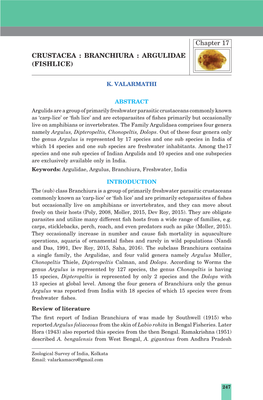 Chapter 17 Crustacea : Branchiura : Argulidae (Fishlice)