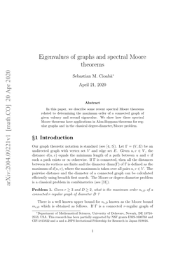 20 Apr 2020 Eigenvalues of Graphs and Spectral Moore Theorems