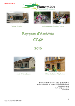 Rapport D'activités Cc4v 2016