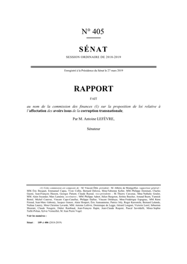 Rapport Du Sénateur Antoine Lefèvre