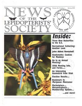 Socrtty ~?W1~P~~~; Inside: Three New Butterflies to the U.S