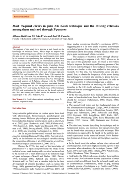 Most Frequent Errors in Judo Uki Goshi Technique and the Existing Relations Among Them Analysed Through T-Patterns