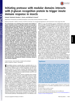 Initiating Protease with Modular Domains Interacts with Β-Glucan Recognition Protein to Trigger Innate Immune Response in Insects