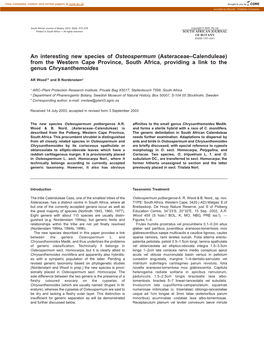 An Interesting New Species of Osteospermum (Asteraceae–Calenduleae) from the Western Cape Province, South Africa, Providing a Link to the Genus Chrysanthemoides