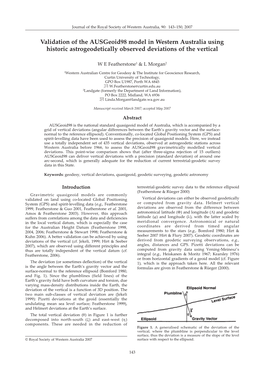 Validation of the Ausgeoid98 Model in Western Australia Using Historic Astrogeodetically Observed Deviations of the Vertical