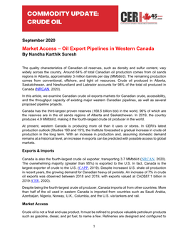 Oil Export Pipelines in Western Canada by Nandha Karthik Suresh