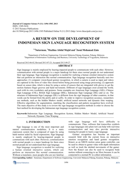 A Review on the Development of Indonesian Sign Language Recognition System