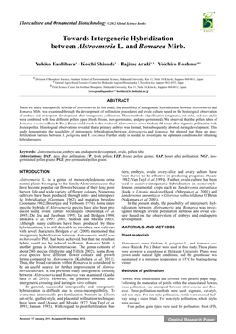 Towards Intergeneric Hybridization Between Alstroemeria L. and Bomarea Mirb