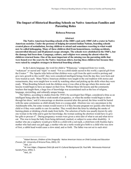 The Impact of Historical Boarding Schools on Native American Families and Parenting Roles