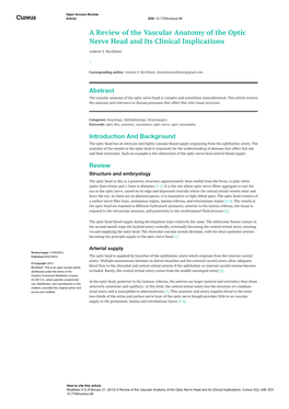 A Review of the Vascular Anatomy of the Optic Nerve Head and Its Clinical Implications