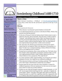 Swedenborg: Childhood 1688-1710