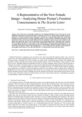 A Representative of the New Female Image—Analyzing Hester Prynne's