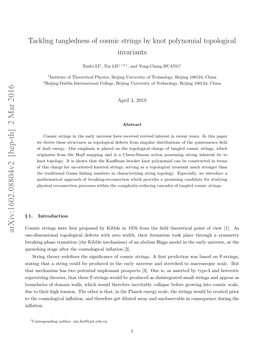 Tackling Tangledness of Cosmic Strings by Knot Polynomial Topological