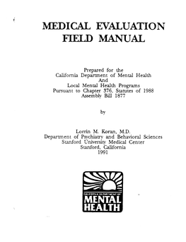 Medical Evaluation Field Manual Mental Health