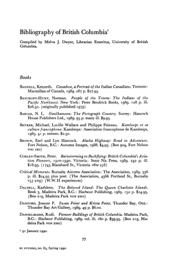 Bibliography of British Columbia1