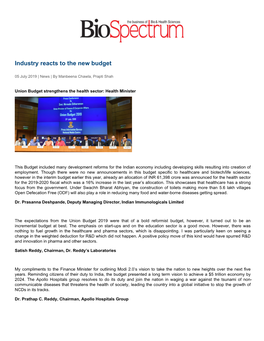 Industry Reacts to the New Budget