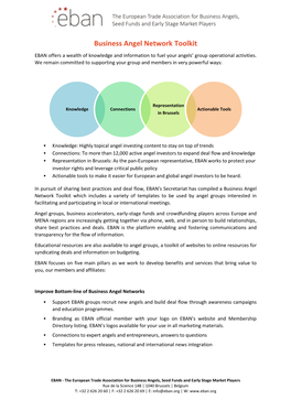 Business Angel Network Toolkit EBAN Offers a Wealth of Knowledge and Information to Fuel Your Angels’ Group Operational Activities