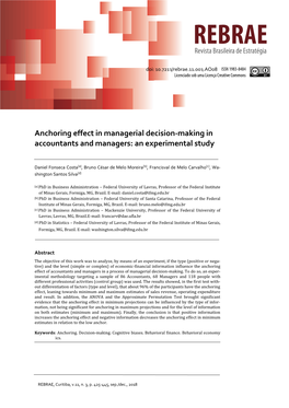 Anchoring Effect in Managerial Decision-Making in Accountants and Managers: an Experimental Study