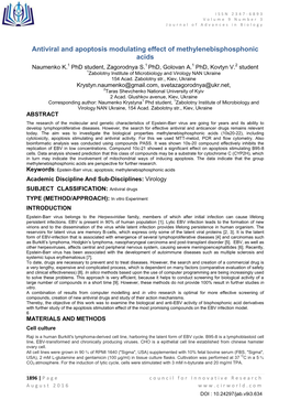 Antiviral and Apoptosis Modulating Effect of Methylenebisphosphonic