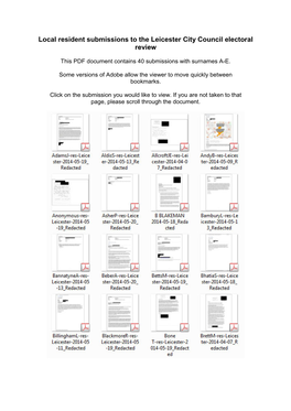 Local Resident Submissions to the Leicester City Council Electoral Review